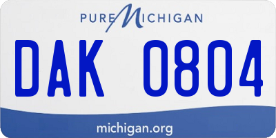 MI license plate DAK0804