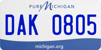 MI license plate DAK0805