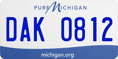 MI license plate DAK0812