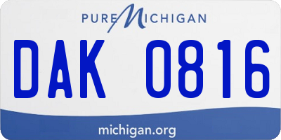 MI license plate DAK0816