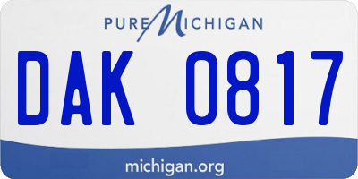 MI license plate DAK0817