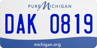 MI license plate DAK0819