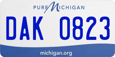 MI license plate DAK0823