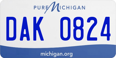 MI license plate DAK0824