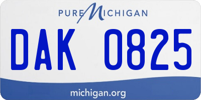 MI license plate DAK0825