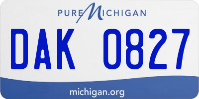 MI license plate DAK0827