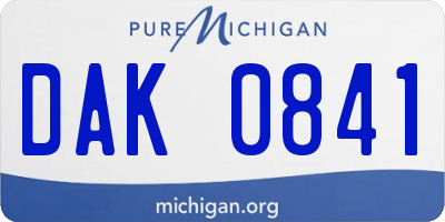 MI license plate DAK0841