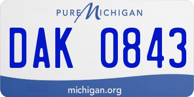 MI license plate DAK0843