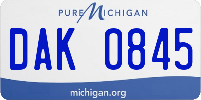 MI license plate DAK0845