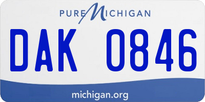 MI license plate DAK0846
