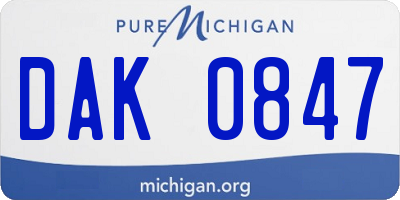 MI license plate DAK0847