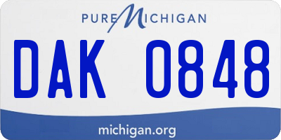 MI license plate DAK0848