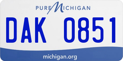 MI license plate DAK0851