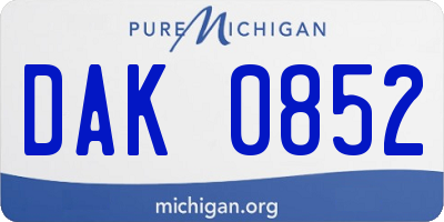 MI license plate DAK0852