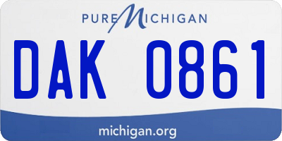 MI license plate DAK0861