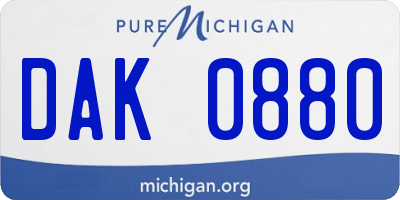 MI license plate DAK0880
