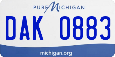 MI license plate DAK0883