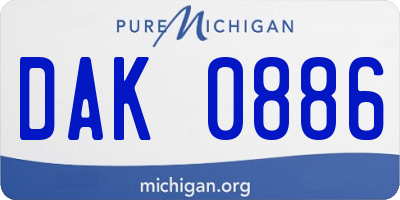 MI license plate DAK0886
