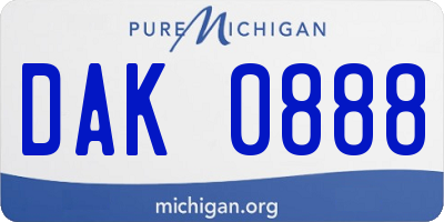 MI license plate DAK0888