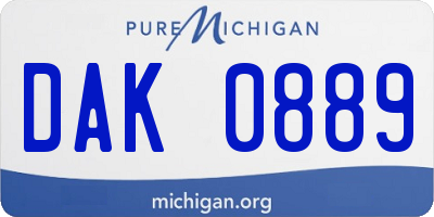 MI license plate DAK0889