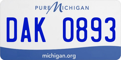 MI license plate DAK0893