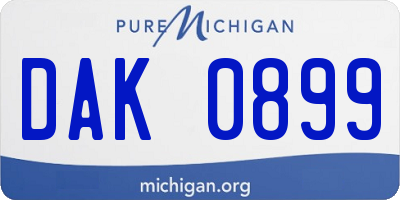MI license plate DAK0899