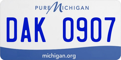 MI license plate DAK0907