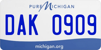 MI license plate DAK0909