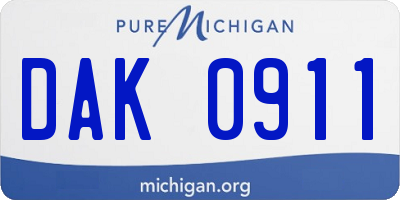 MI license plate DAK0911