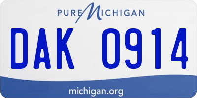 MI license plate DAK0914