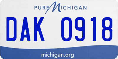 MI license plate DAK0918