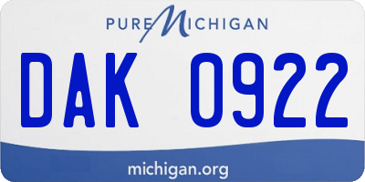MI license plate DAK0922