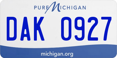 MI license plate DAK0927