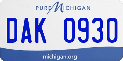 MI license plate DAK0930