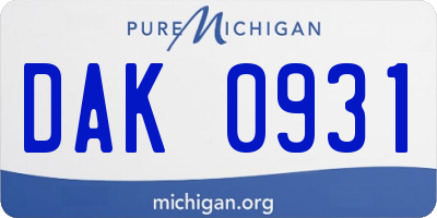 MI license plate DAK0931