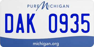 MI license plate DAK0935