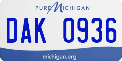 MI license plate DAK0936