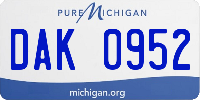 MI license plate DAK0952