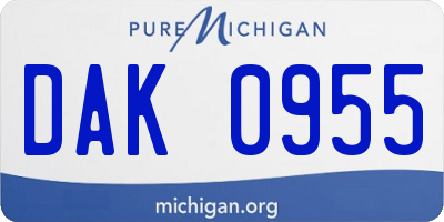 MI license plate DAK0955