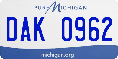MI license plate DAK0962