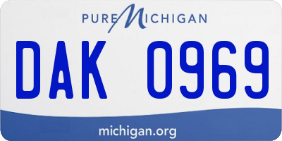 MI license plate DAK0969