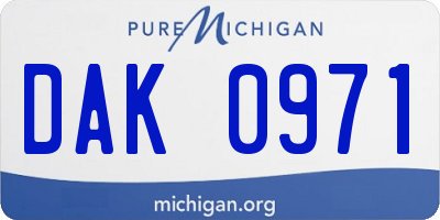 MI license plate DAK0971