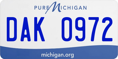MI license plate DAK0972