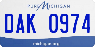 MI license plate DAK0974