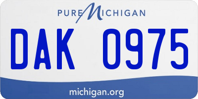 MI license plate DAK0975