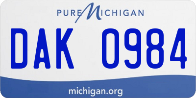 MI license plate DAK0984