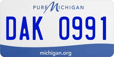 MI license plate DAK0991