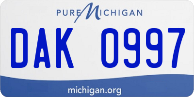 MI license plate DAK0997