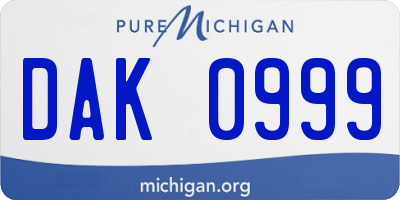 MI license plate DAK0999