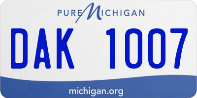 MI license plate DAK1007